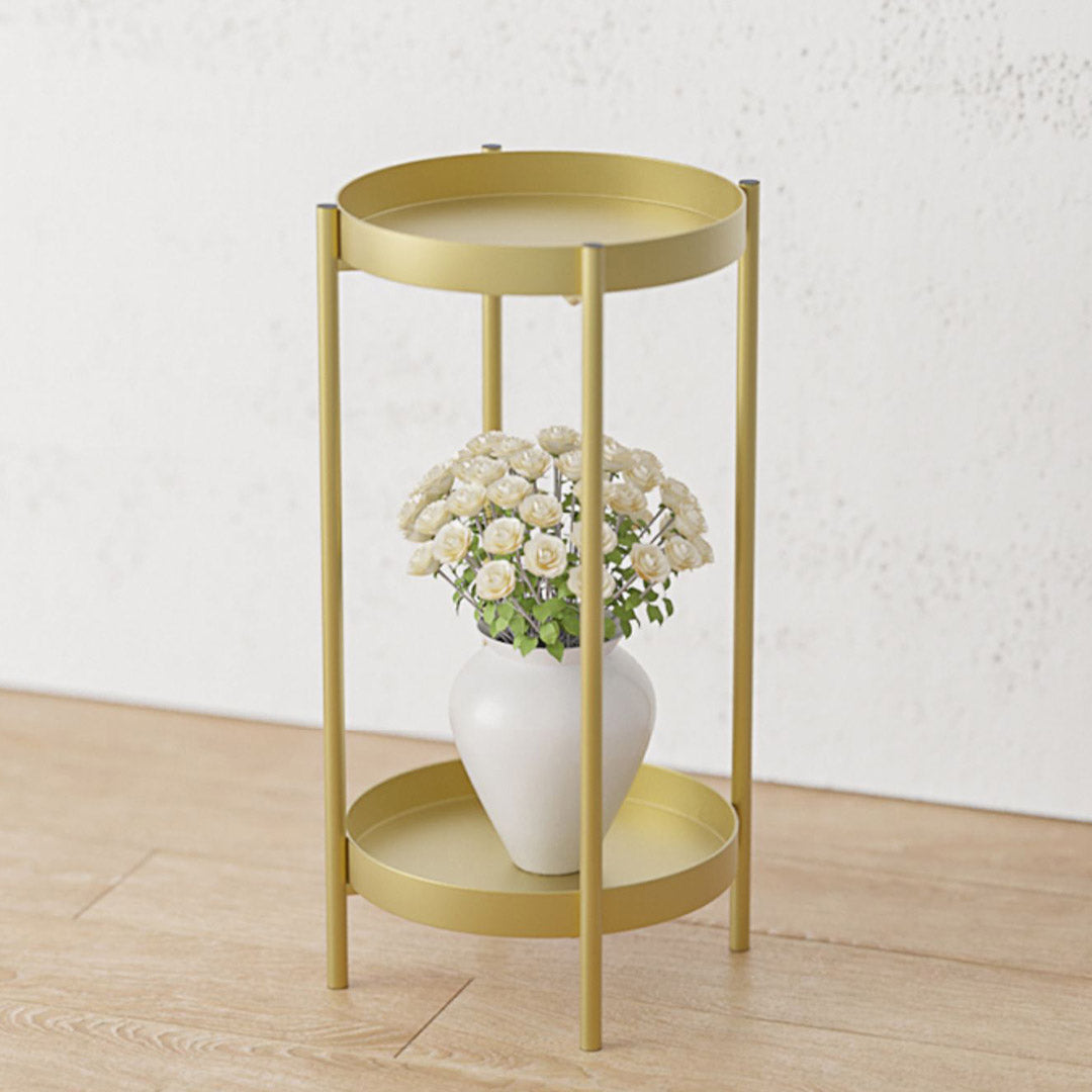 Premium 4X 2 Layer 80cm Gold Metal Plant Stand Flower Pot Holder Corner Shelving Rack Indoor Display - image8