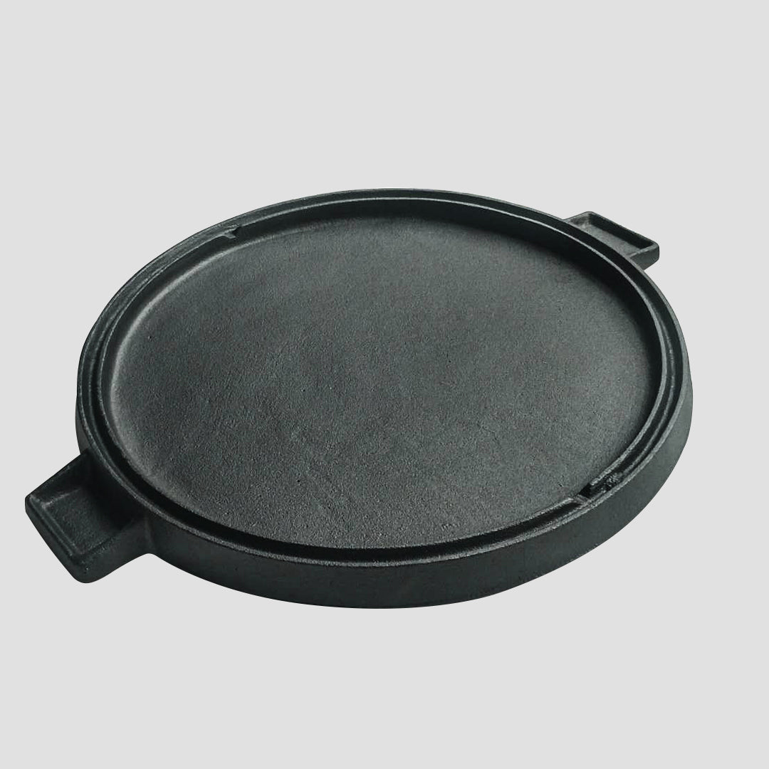 Premium 43cm Round Ribbed Cast Iron Frying Pan Skillet Steak Sizzle Platter with Handle - image8