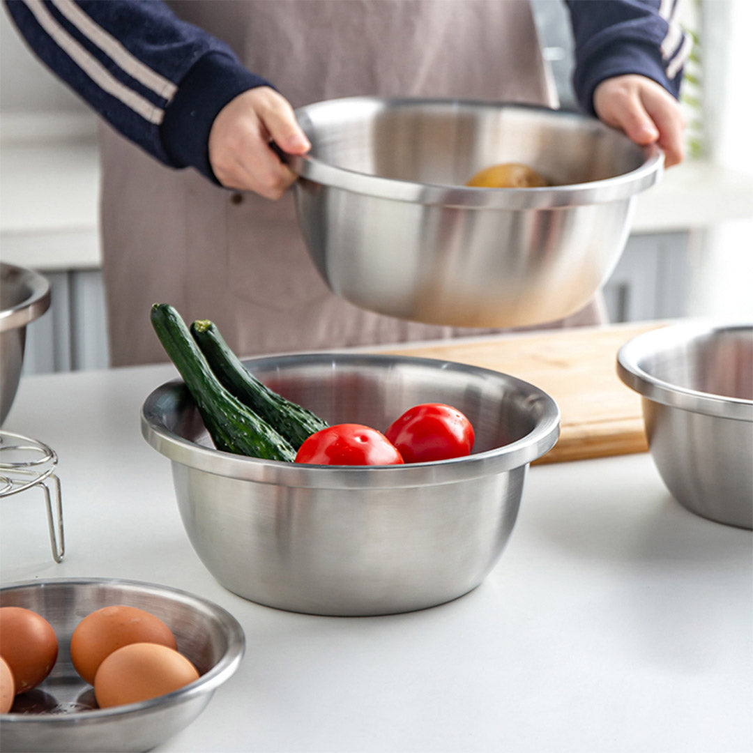 Premium 5Pcs Deepen Matte Stainless Steel Stackable Baking Washing Mixing Bowls Set Food Storage Basin - image8