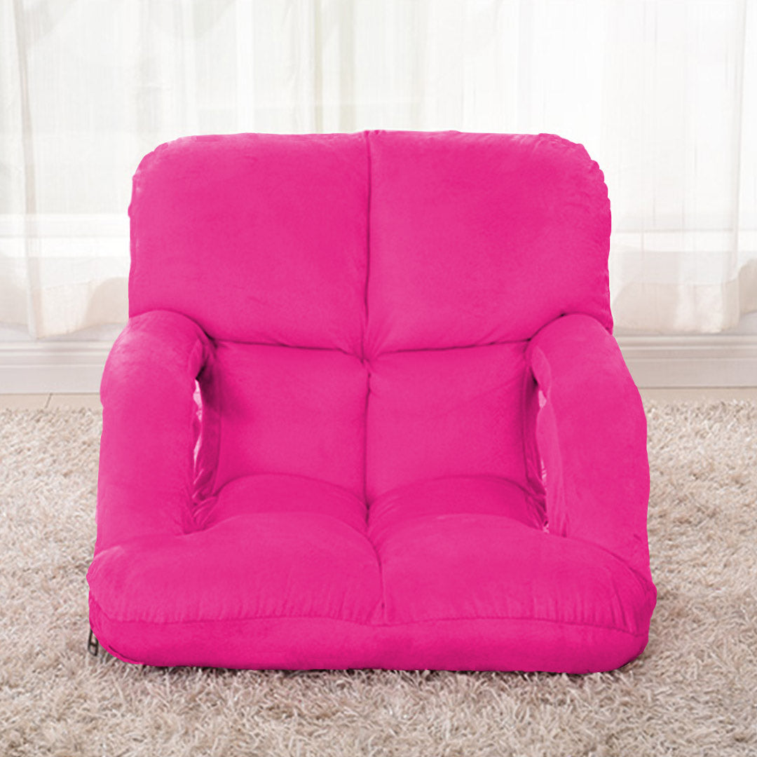 Premium Foldable Lounge Cushion Adjustable Floor Lazy Recliner Chair with Armrest Pink - image8