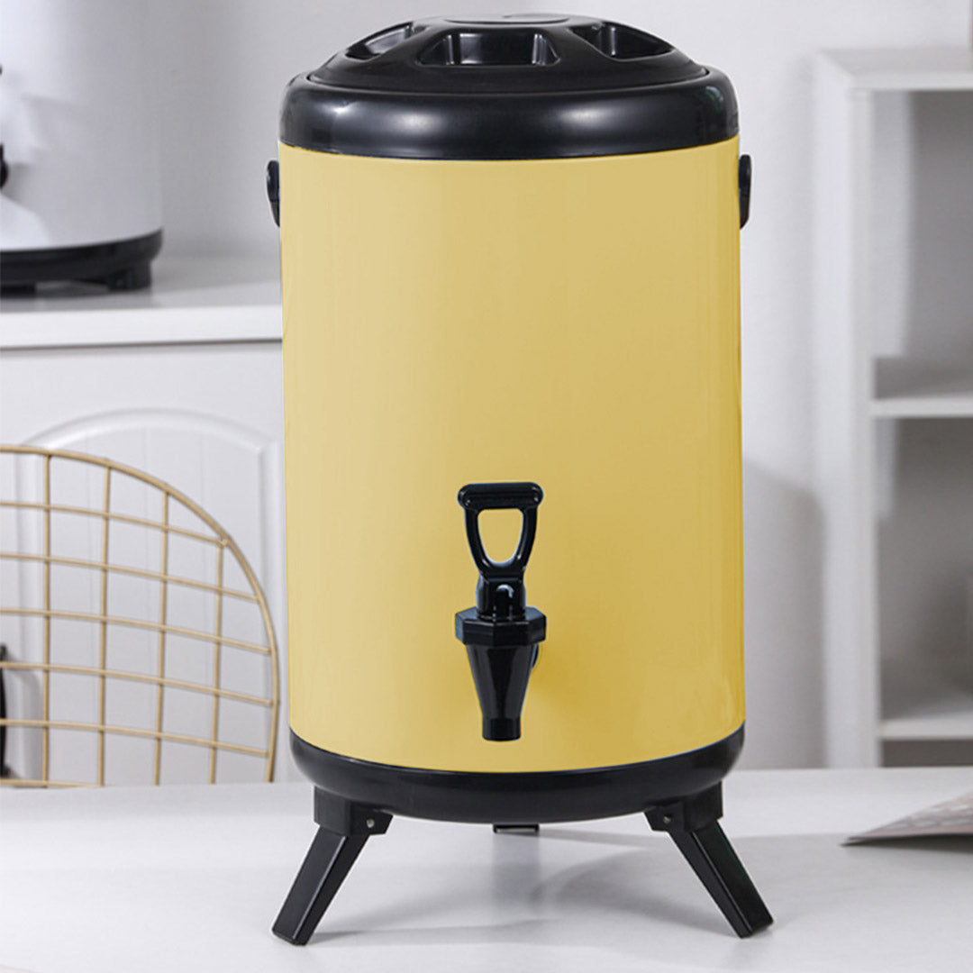 Premium 8X 14L Stainless Steel Insulated Milk Tea Barrel Hot and Cold Beverage Dispenser Container with Faucet Yellow - image8