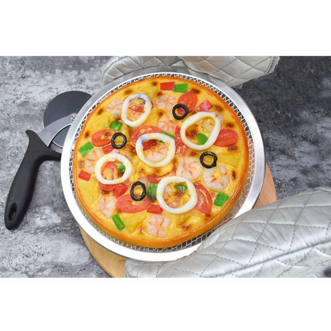 Premium 6X 8-inch Round Seamless Aluminium Nonstick Commercial Grade Pizza Screen Baking Pan - image9