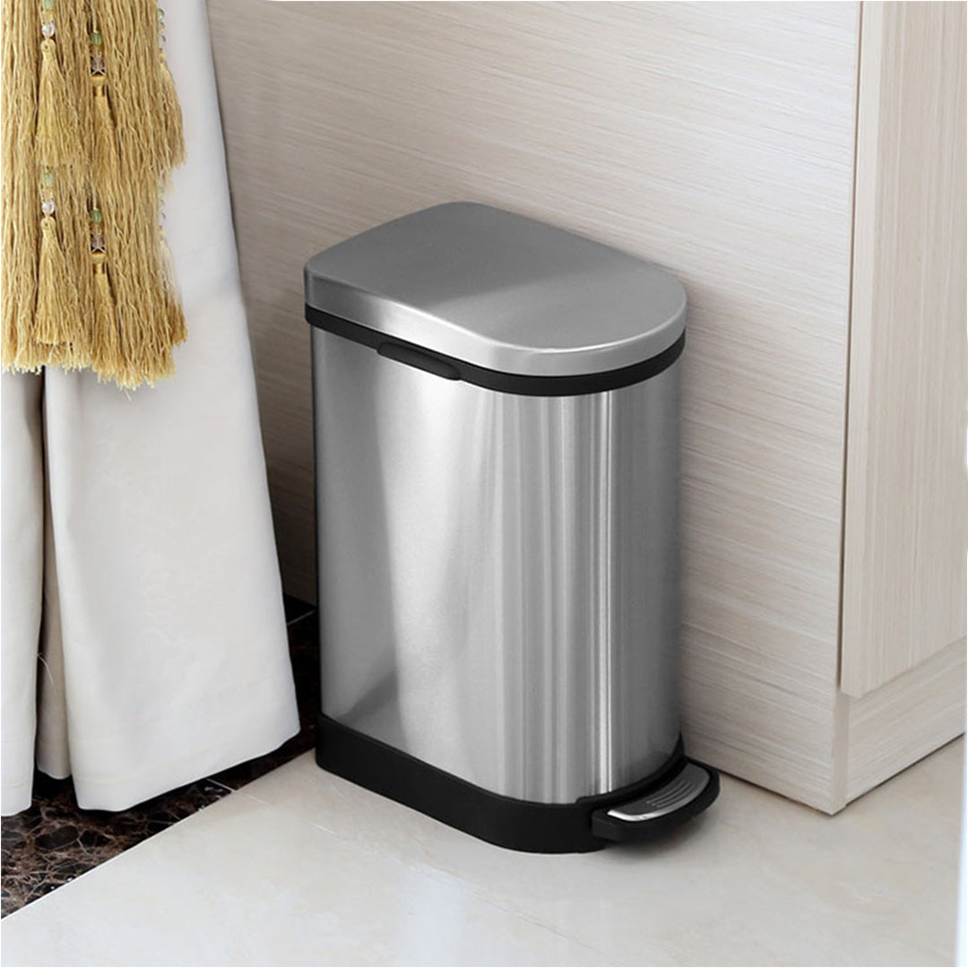 Premium 2X Foot Pedal Stainless Steel Rubbish Recycling Garbage Waste Trash Bin 10L U - image9