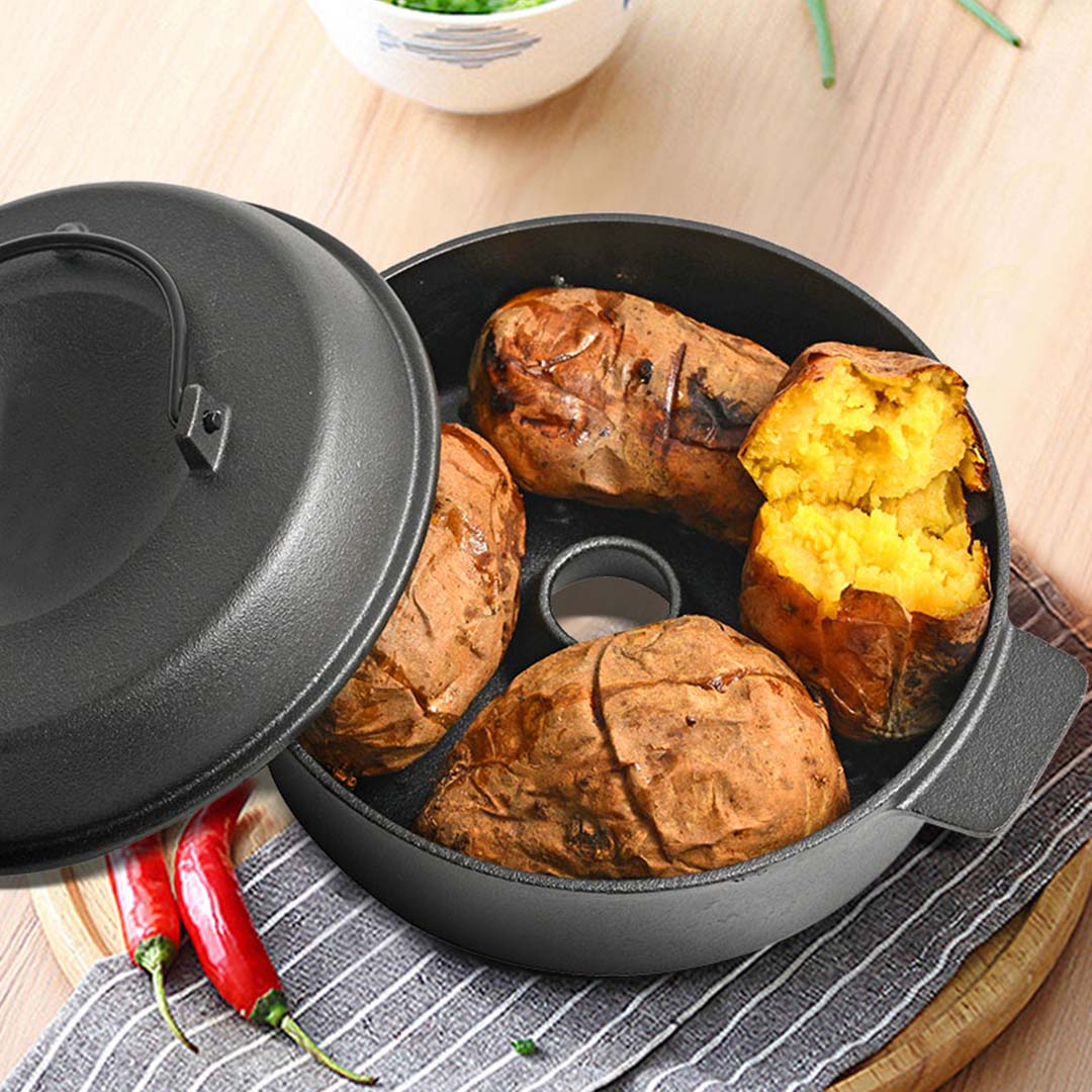 Premium 2X 28cm Cast Iron Dutch Oven Pre-Seasoned Cast Iron Pot with Lid - image9