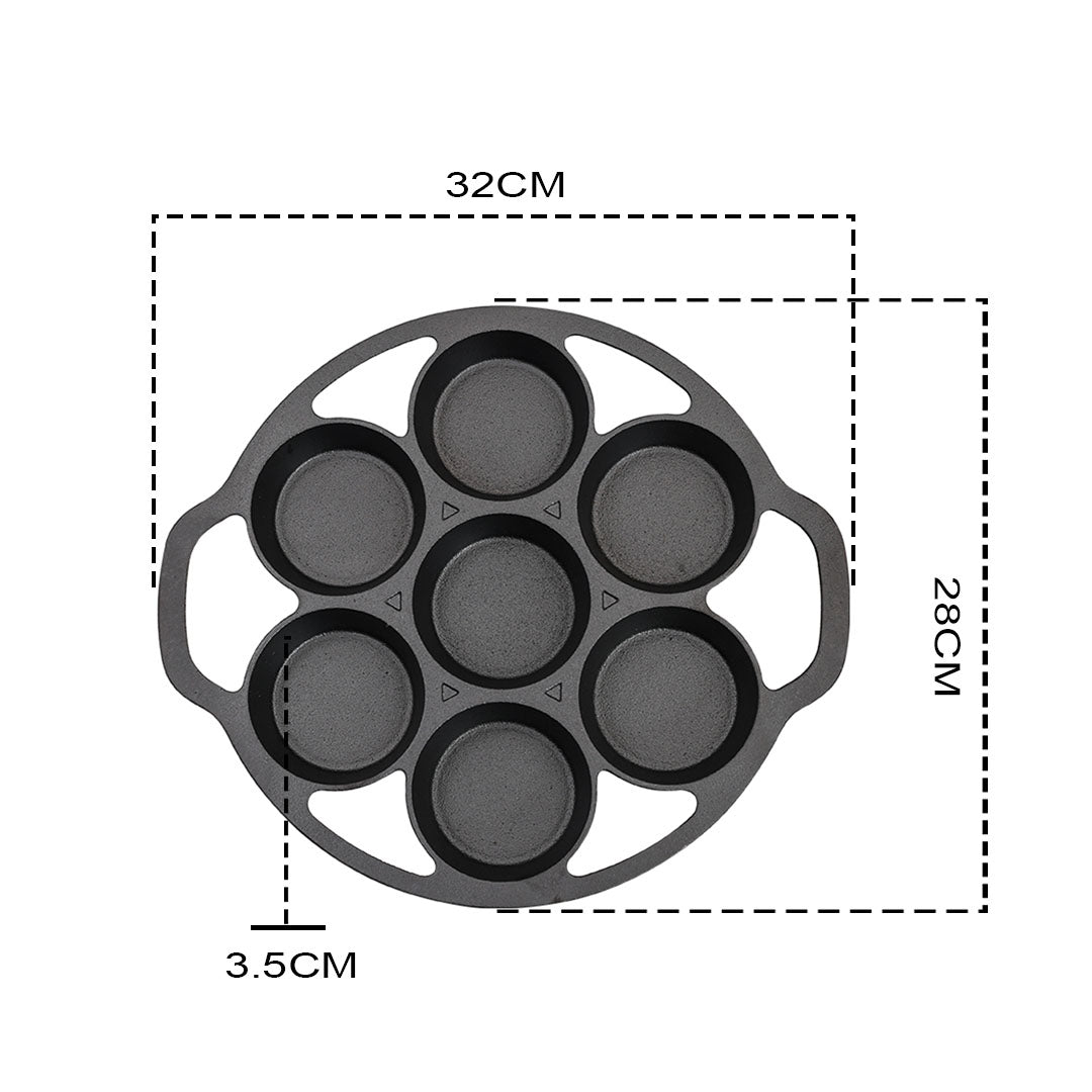 Premium 32cm Cast Iron Takoyaki Fry Pan Octopus Balls Maker 7 Hole Cavities Grill Mold - image9