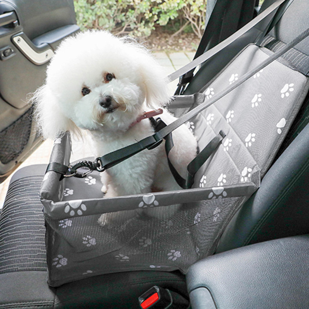 Premium Waterproof Pet Booster Car Seat Breathable Mesh Safety Travel Portable Dog Carrier Bag Grey - image10