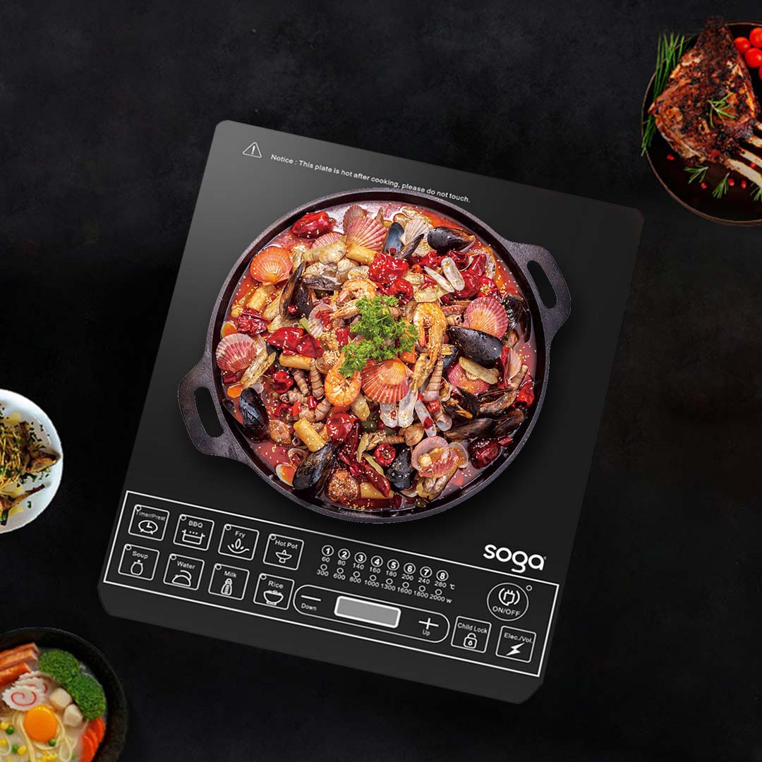 Premium Electric Smart Induction Cooktop and 30cm Cast Iron Frying Pan Skillet Sizzle Platter - image10