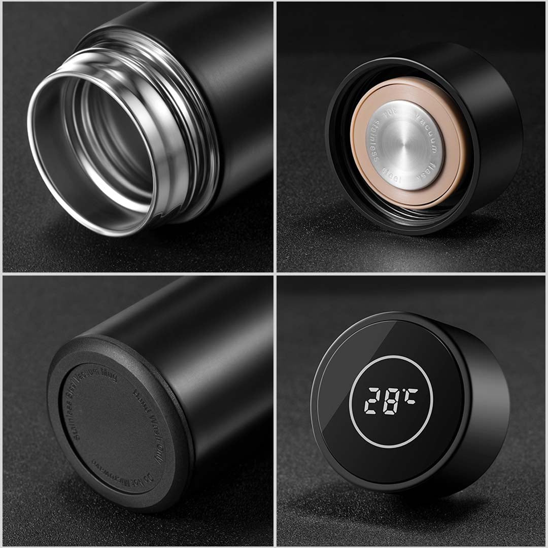 Premium 2X 500ML Stainless Steel Smart LCD Thermometer Display Bottle Vacuum Flask Thermos Rose Gold - image11