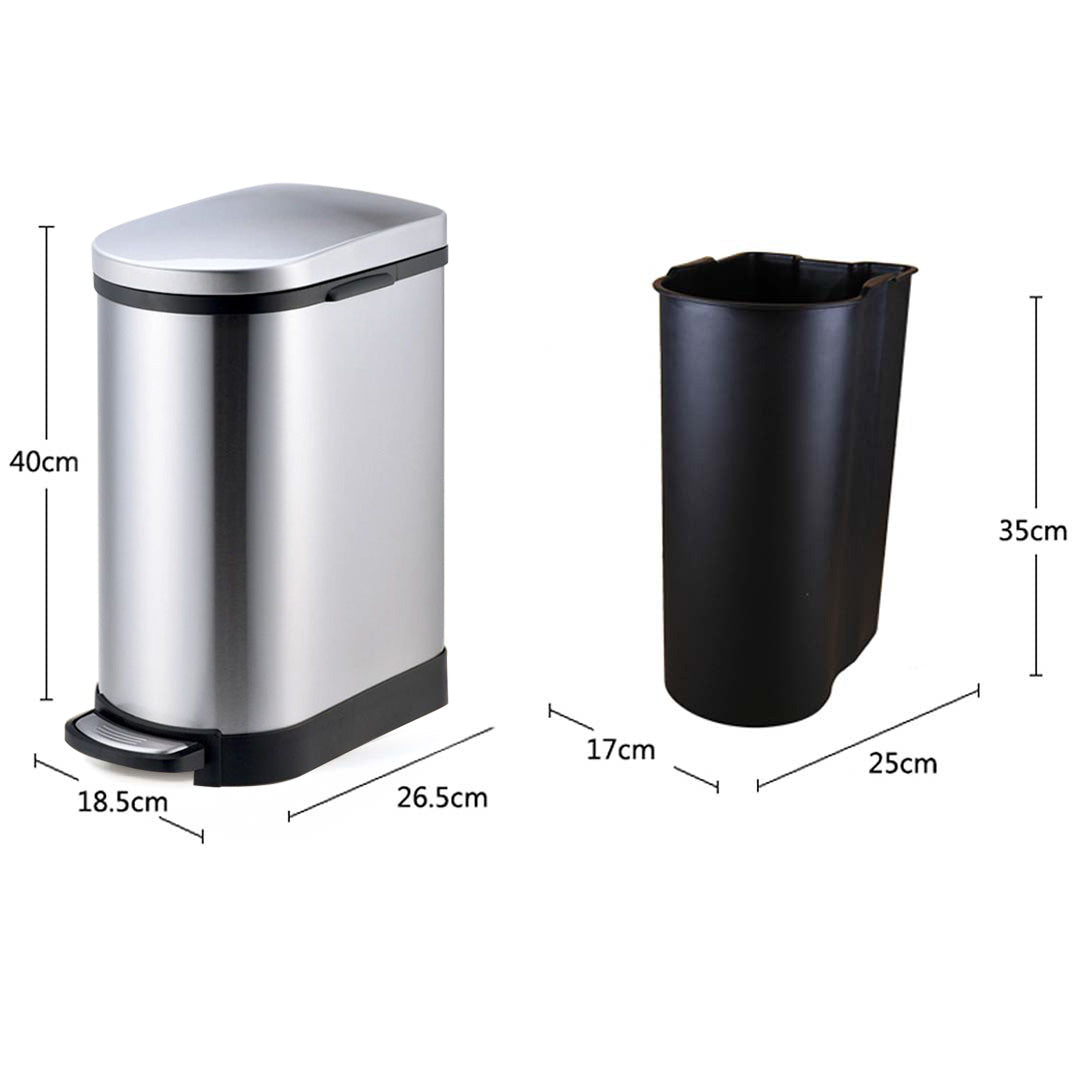 Premium 4X Foot Pedal Stainless Steel Rubbish Recycling Garbage Waste Trash Bin 10L U - image11