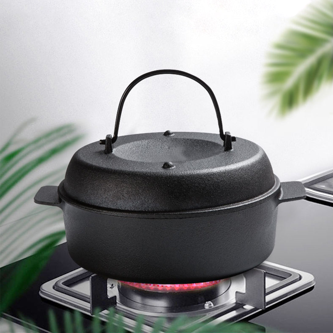 Premium 2X 28cm Cast Iron Dutch Oven Pre-Seasoned Cast Iron Pot with Lid - image11