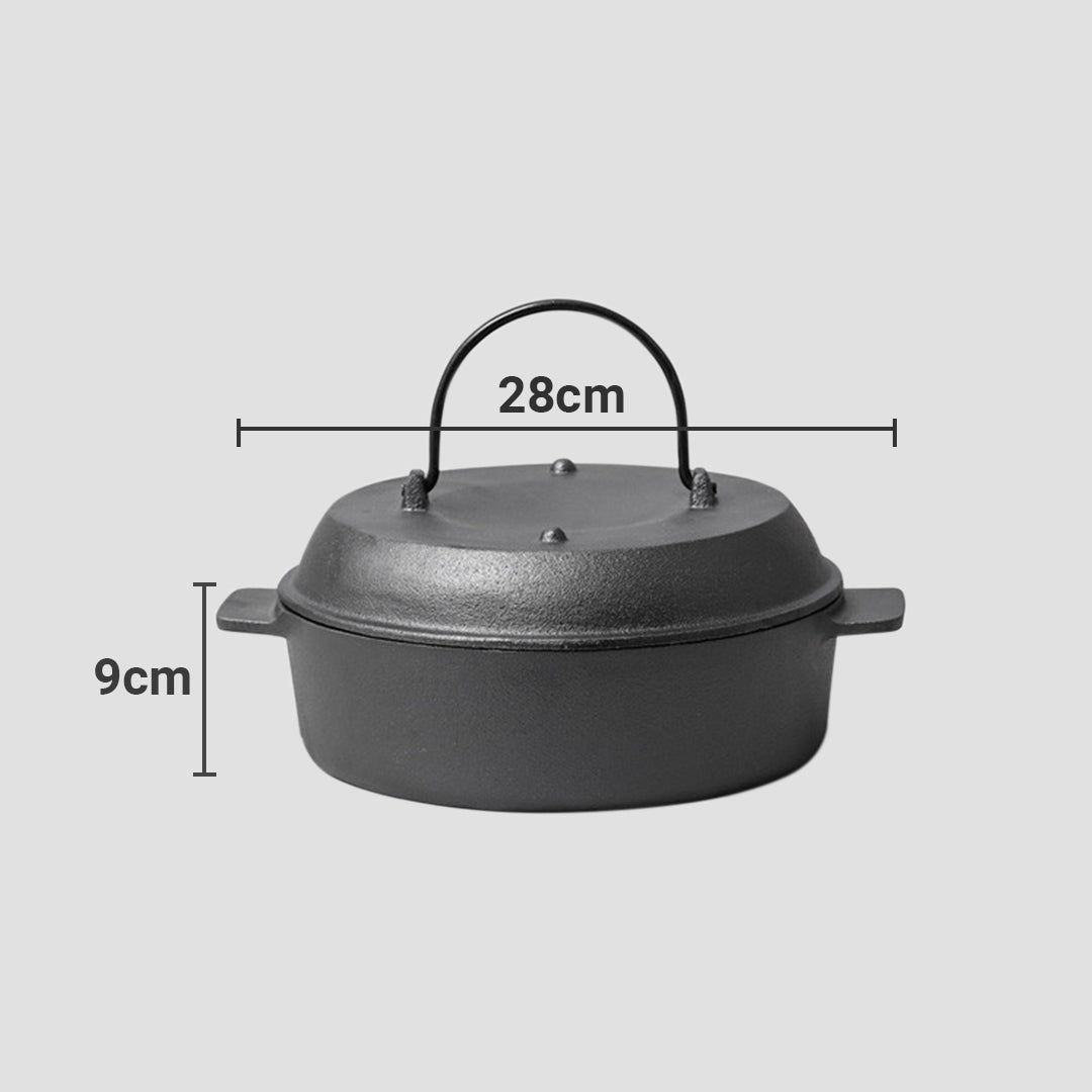 Premium 2X 28cm Cast Iron Dutch Oven Pre-Seasoned Cast Iron Pot with Lid - image13