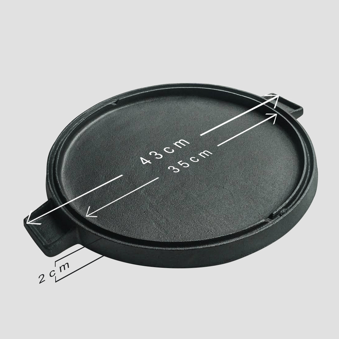 Premium 43cm Round Ribbed Cast Iron Frying Pan Skillet Steak Sizzle Platter with Handle - image13