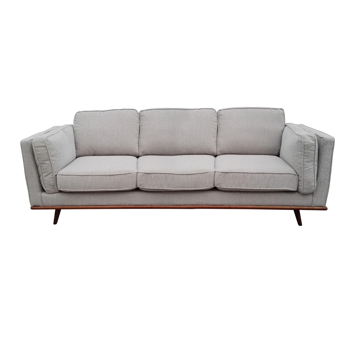 3 Seater Sofa Beige Fabric Modern Lounge Set for Living Room Couch with Wooden Frame - image2