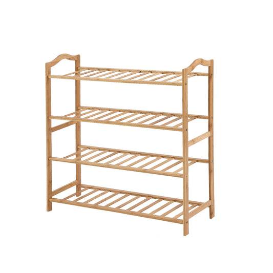 Bamboo Shoe Rack Storage Wooden Organizer Shelf Stand 4 Tiers Layers 80cm - image1