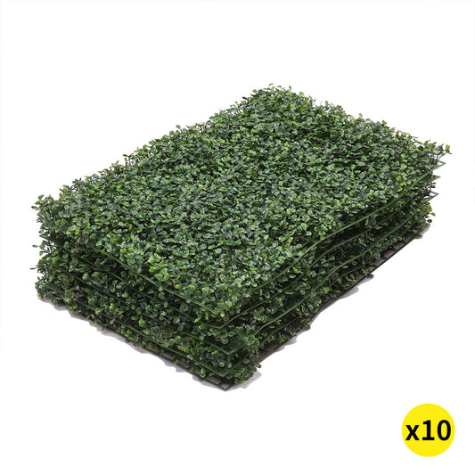 10x Artificial Boxwood Hedge Fake Vertical Garden Green Wall Mat Fence Outdoor - image1