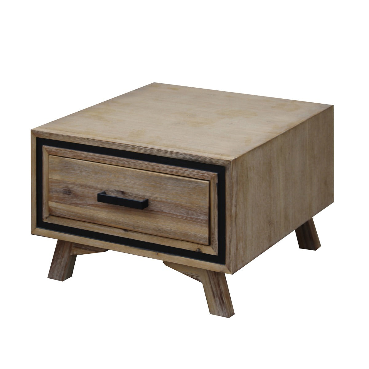 Lamp Table with 1 Storage Drawer Solid Wooden Frame in Silver Brush Colour - image2