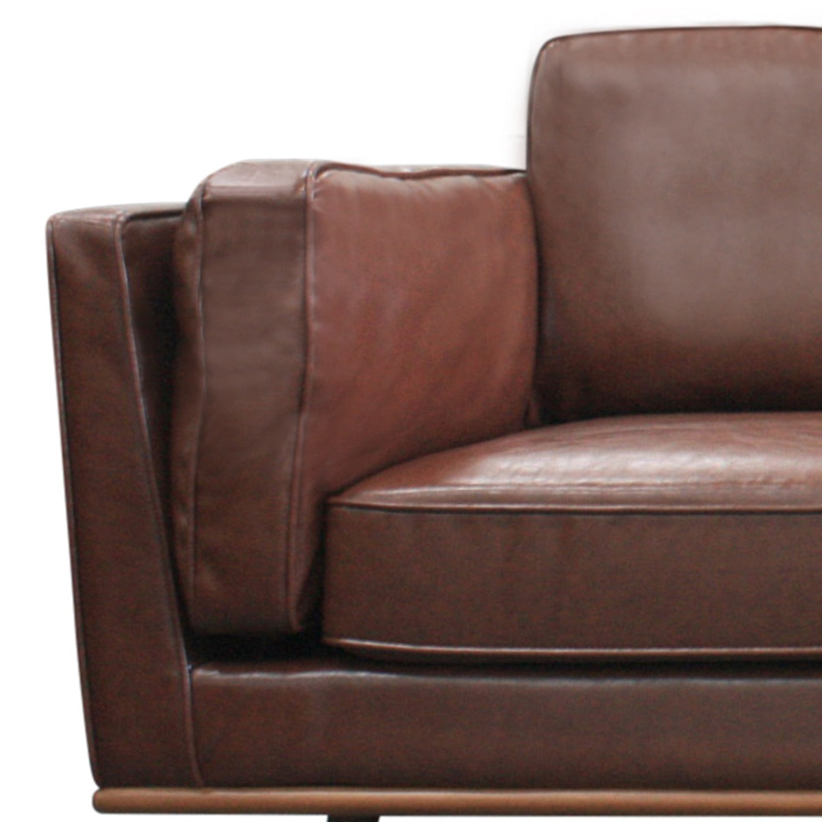 2 Seater Faux Leather Sofa Brown Modern Lounge Set for Living Room Couch with Wooden Frame - image3