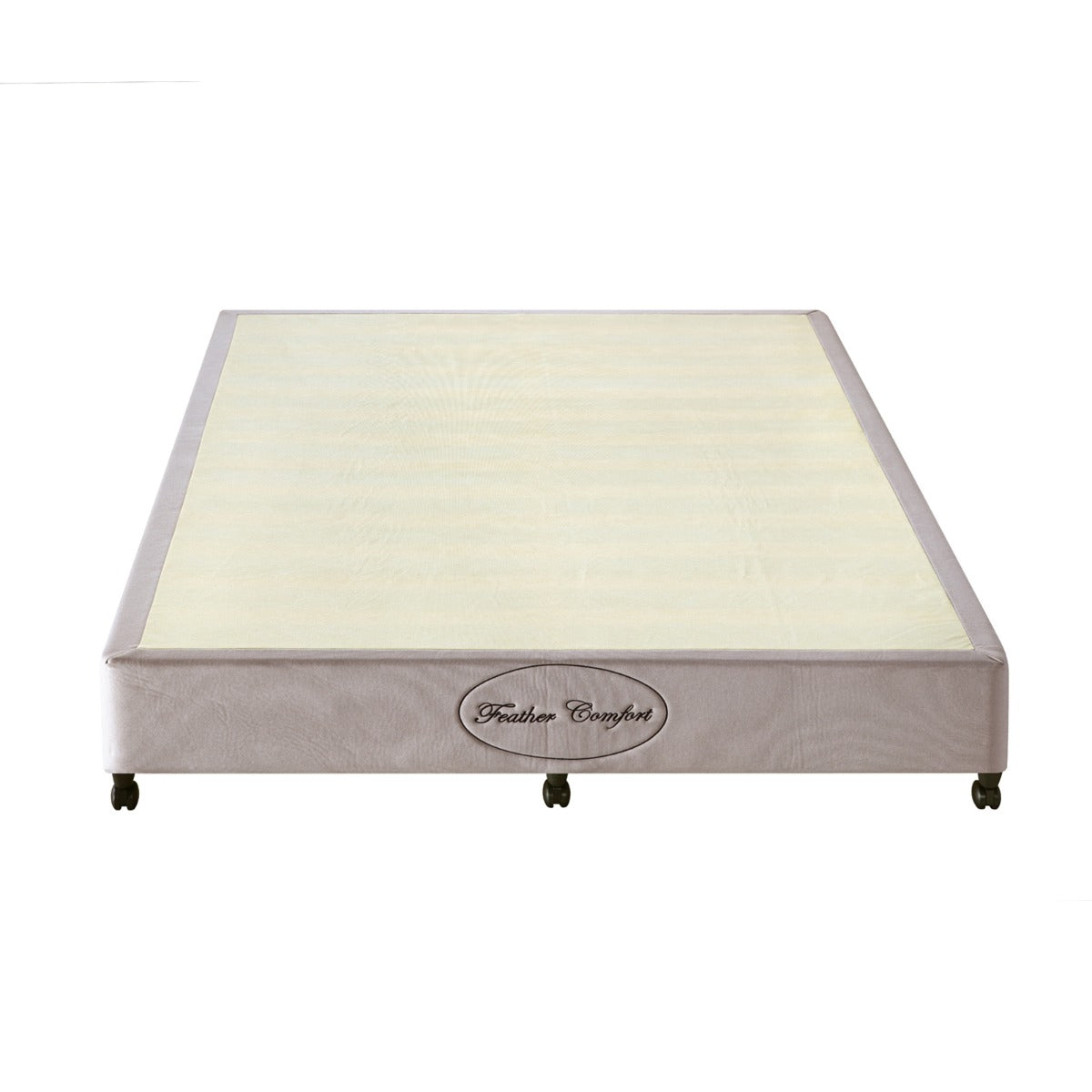 Mattress Base Ensemble King Size Solid Wooden Slat in Beige with Removable Cover - image2