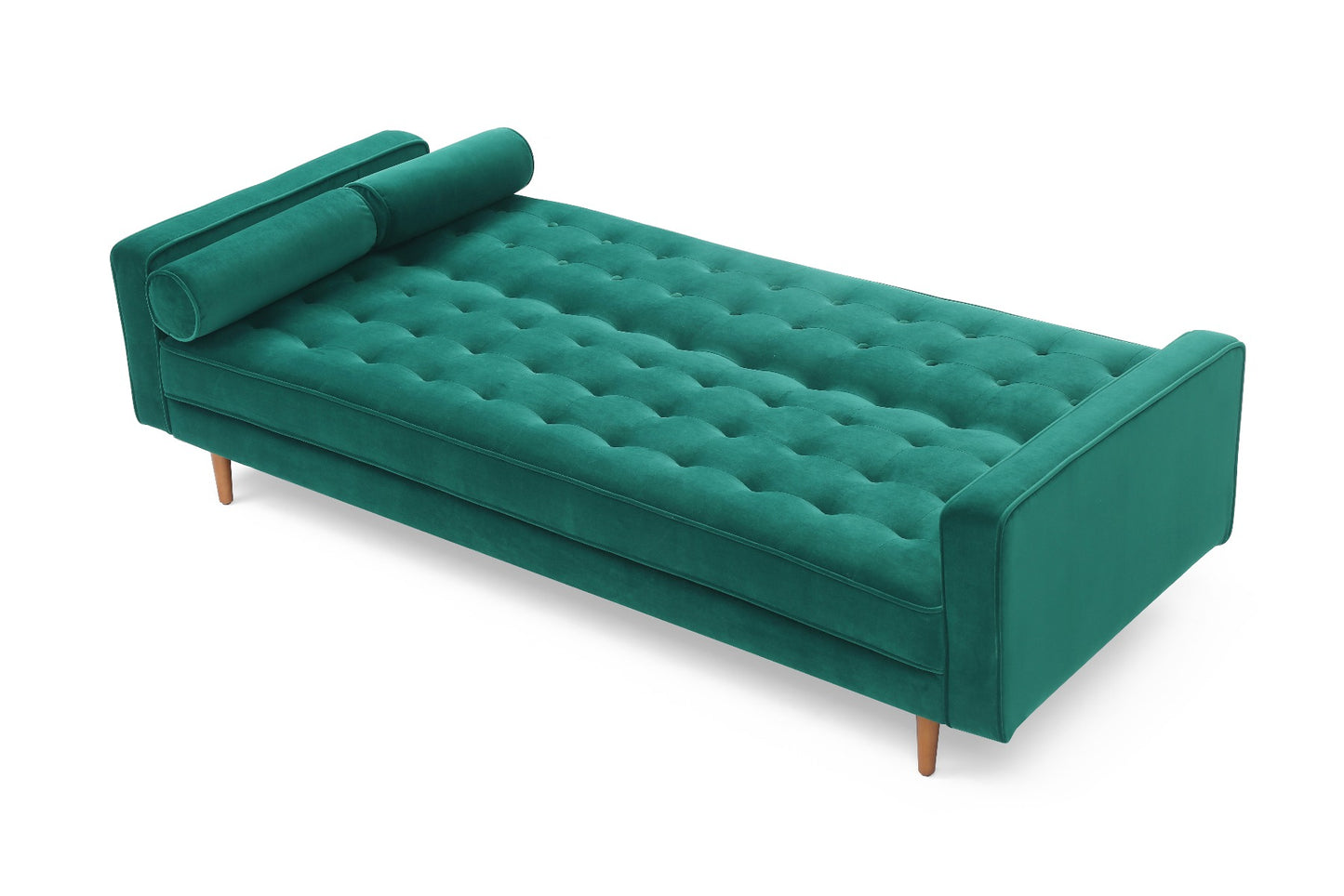 Sofa Bed 3 Seater Button Tufted Lounge Set for Living Room Couch in Velvet Green Colour - image2