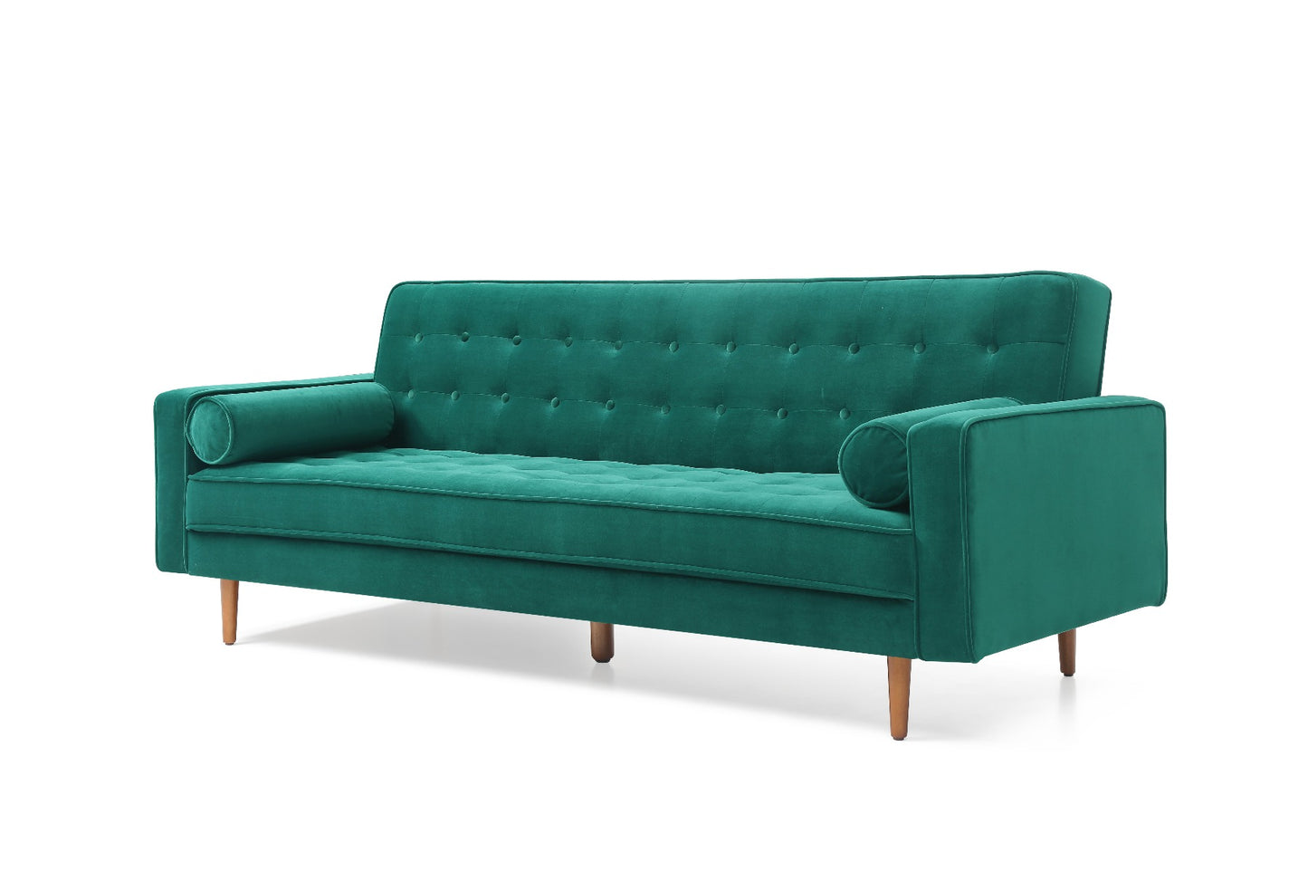 Sofa Bed 3 Seater Button Tufted Lounge Set for Living Room Couch in Velvet Green Colour - image3