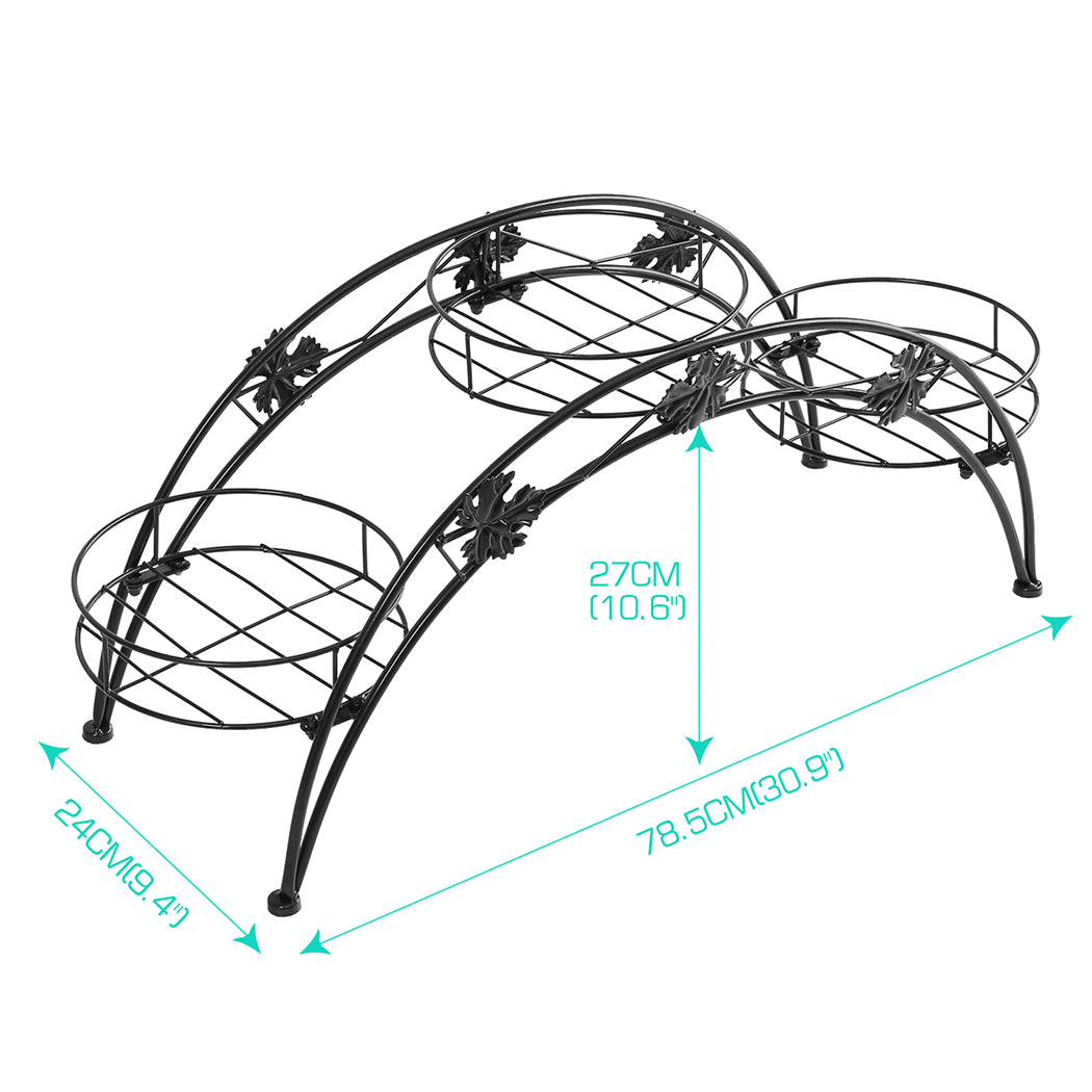 Plant Stand Outdoor Indoor Metal Flower Pots Rack Corner Planter Shelf - image3