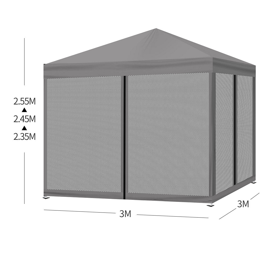 Mountview Gazebo 3x3 Marquee Pop Up Tent Outdoor Canopy Wedding Mesh Side Wall - image3
