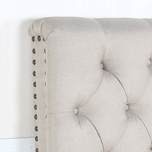 Bed Head Double Size French Provincial Headboard Upholsterd Fabric Beige - image8