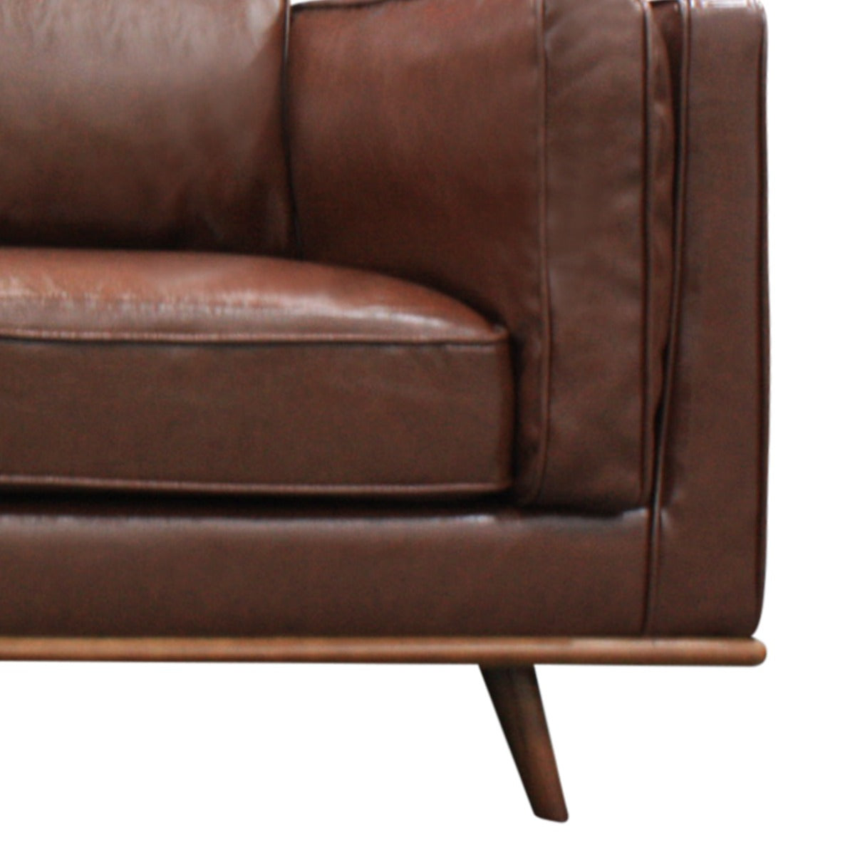 2 Seater Faux Leather Sofa Brown Modern Lounge Set for Living Room Couch with Wooden Frame - image4