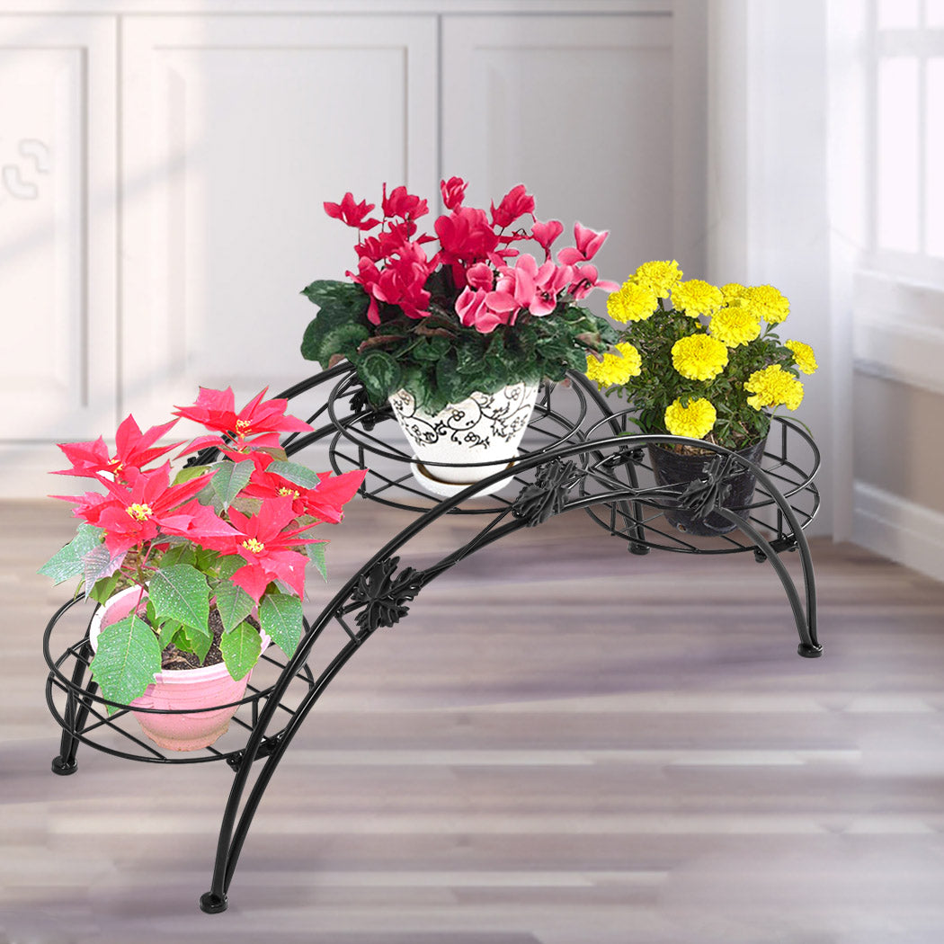 Plant Stand Outdoor Indoor Metal Flower Pots Rack Corner Planter Shelf - image8