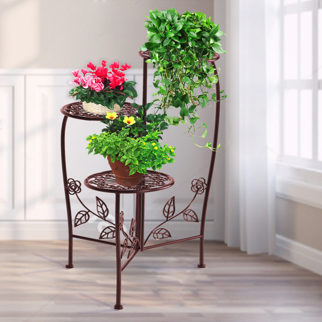 Plant Stand Outdoor Indoor Flower Pots Garden Metal Corner Shelf Wrought Iron - image8