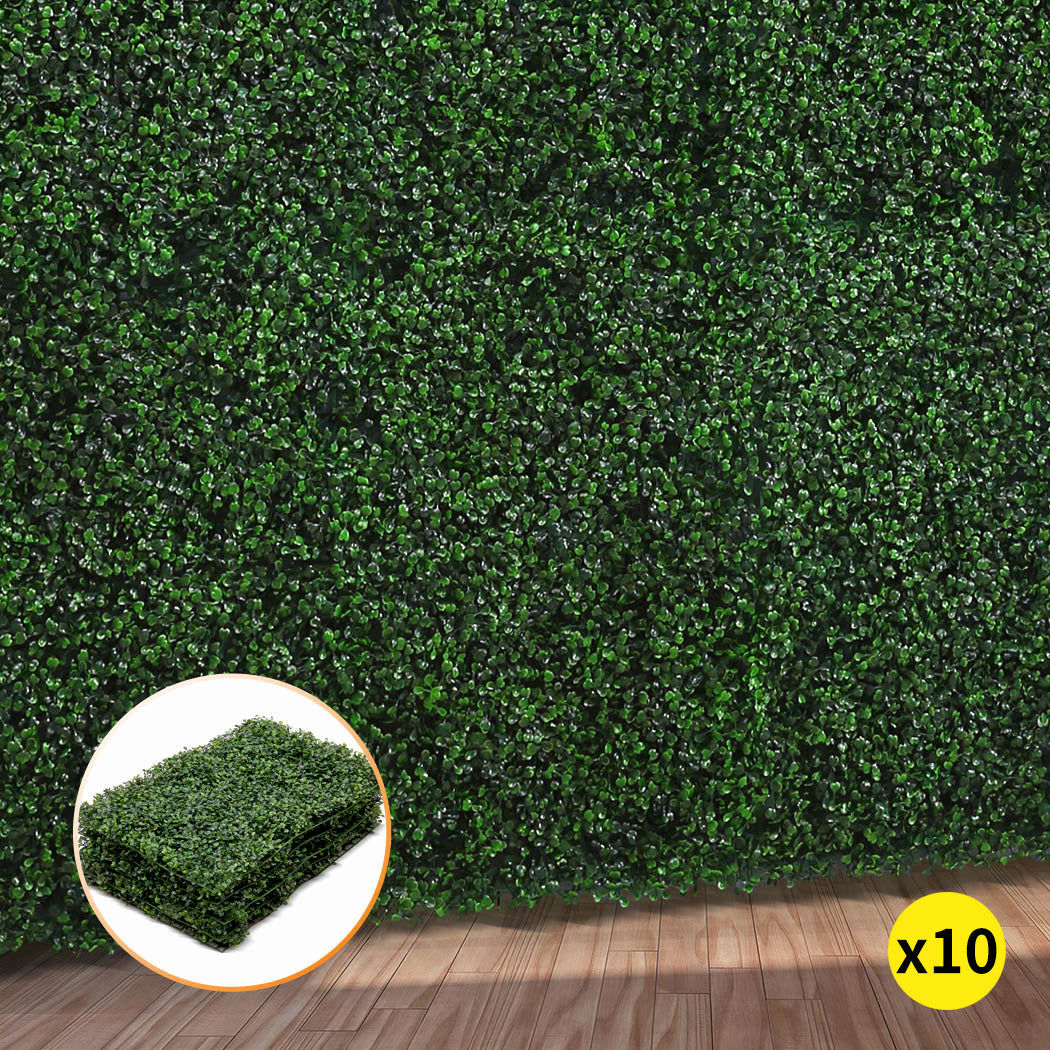 10x Artificial Boxwood Hedge Fake Vertical Garden Green Wall Mat Fence Outdoor - image8