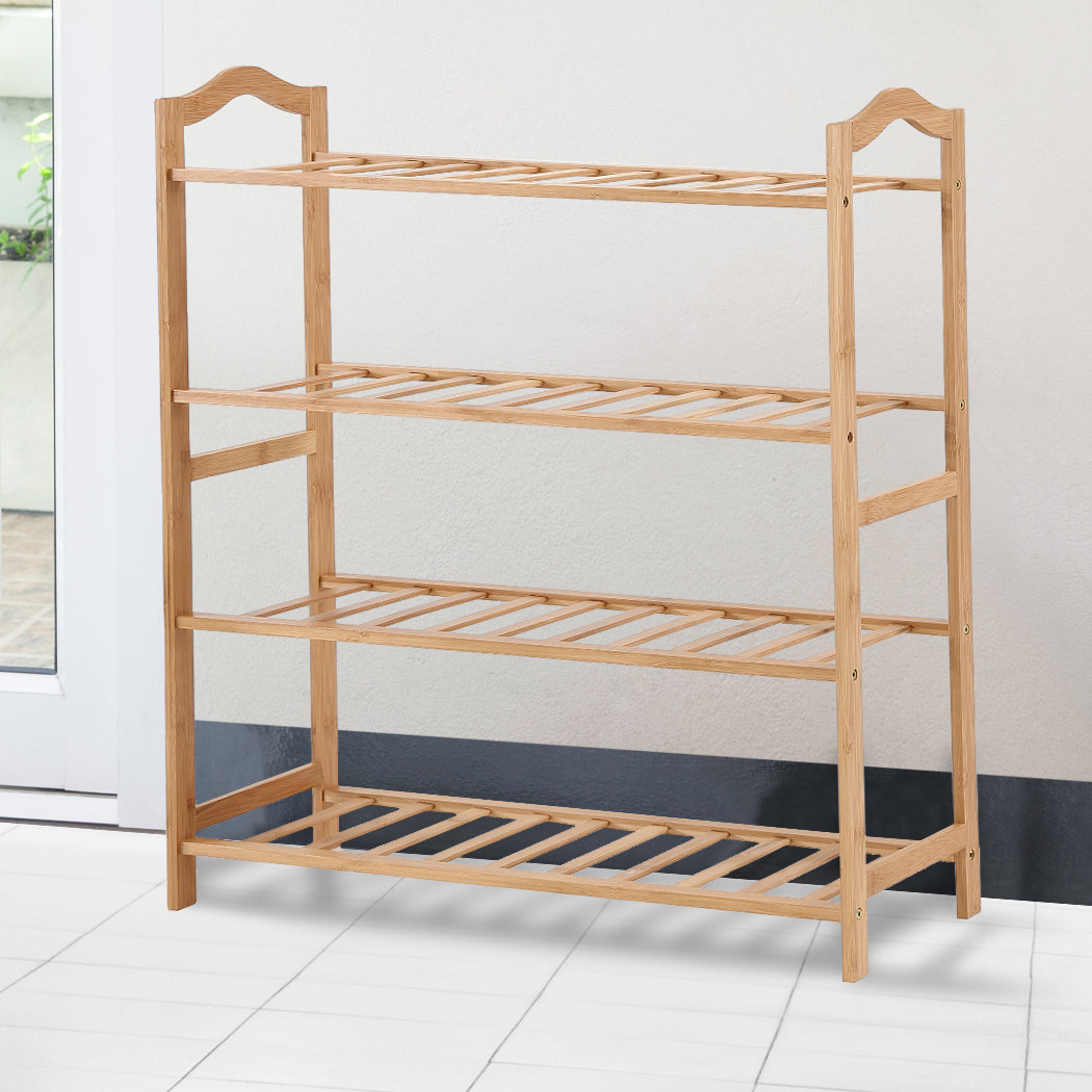 Levede Bamboo Shoe Rack Storage Wooden Organizer Shelf Stand 4 Tiers Layers 70cm - image8