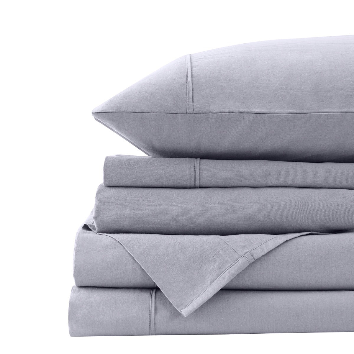 Royal Comfort Vintage Washed 100% Cotton Quilt Cover Set Bedding Ultra Soft Queen Grey - image9