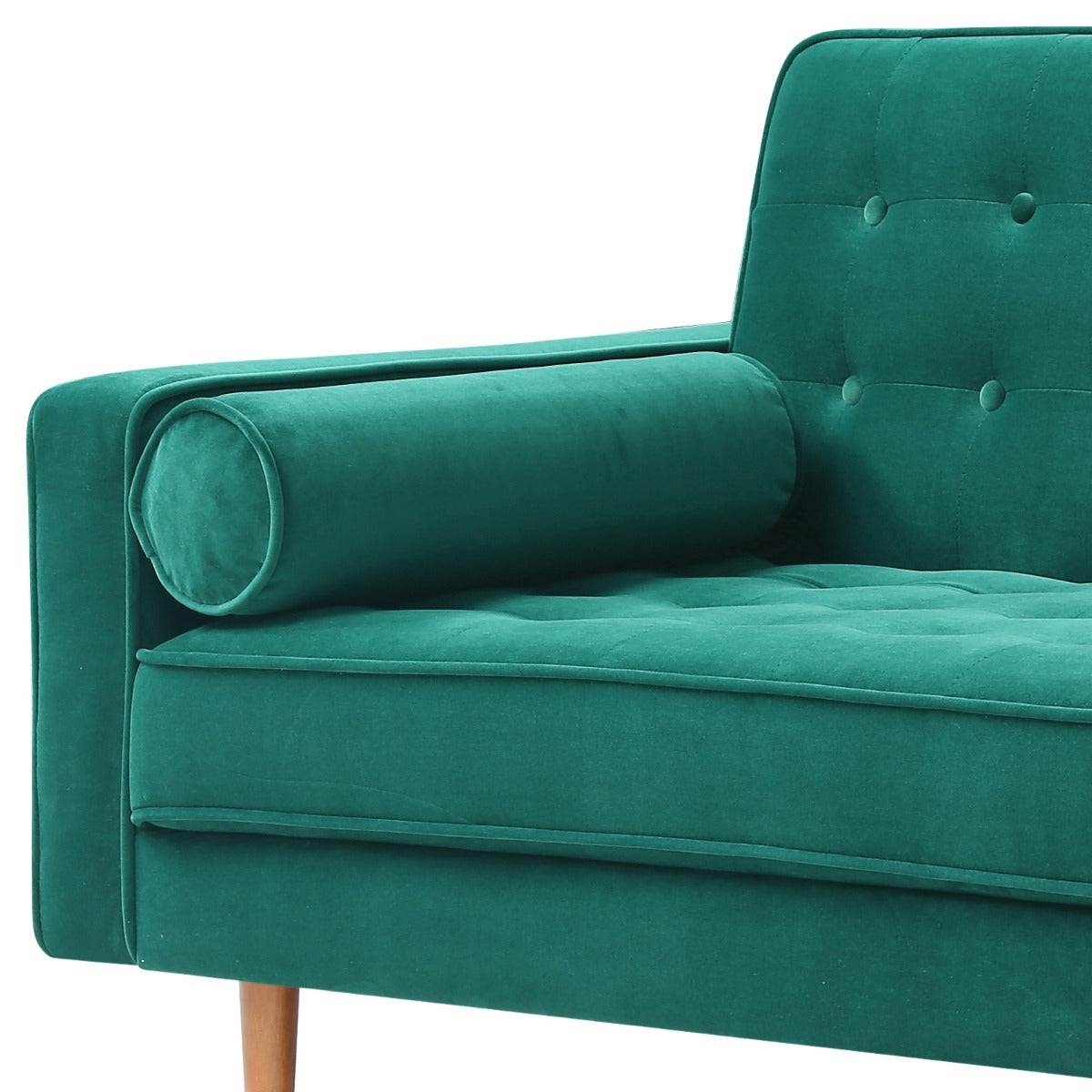 Sofa Bed 3 Seater Button Tufted Lounge Set for Living Room Couch in Velvet Green Colour - image8