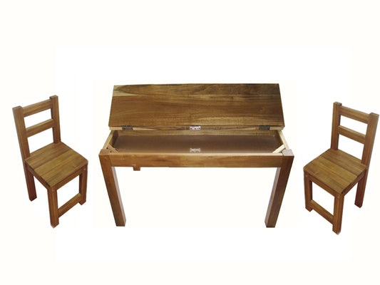 Hardwood study desk and 2 standard chairs - image1