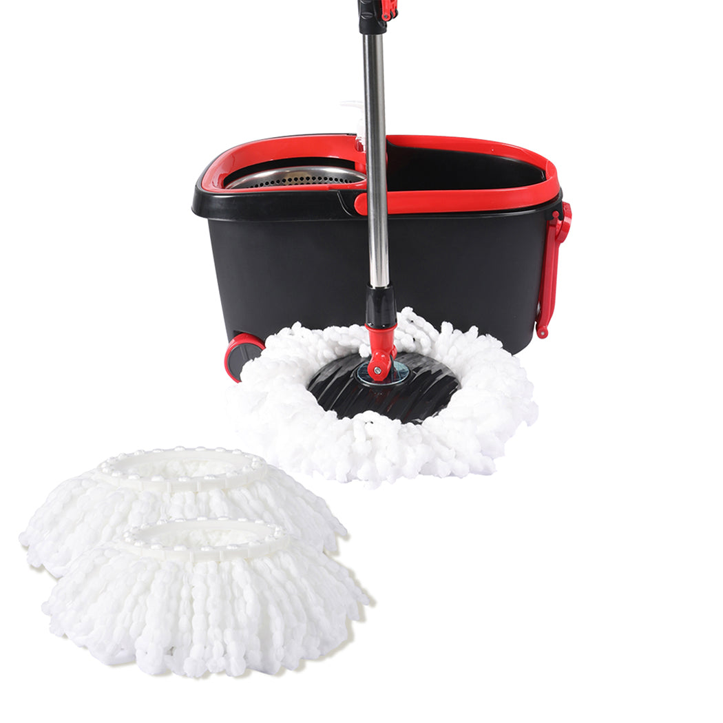 360° Spin Mop Bucket Set Spinning Stainless Steel Rotating Wet Dry Black - image1