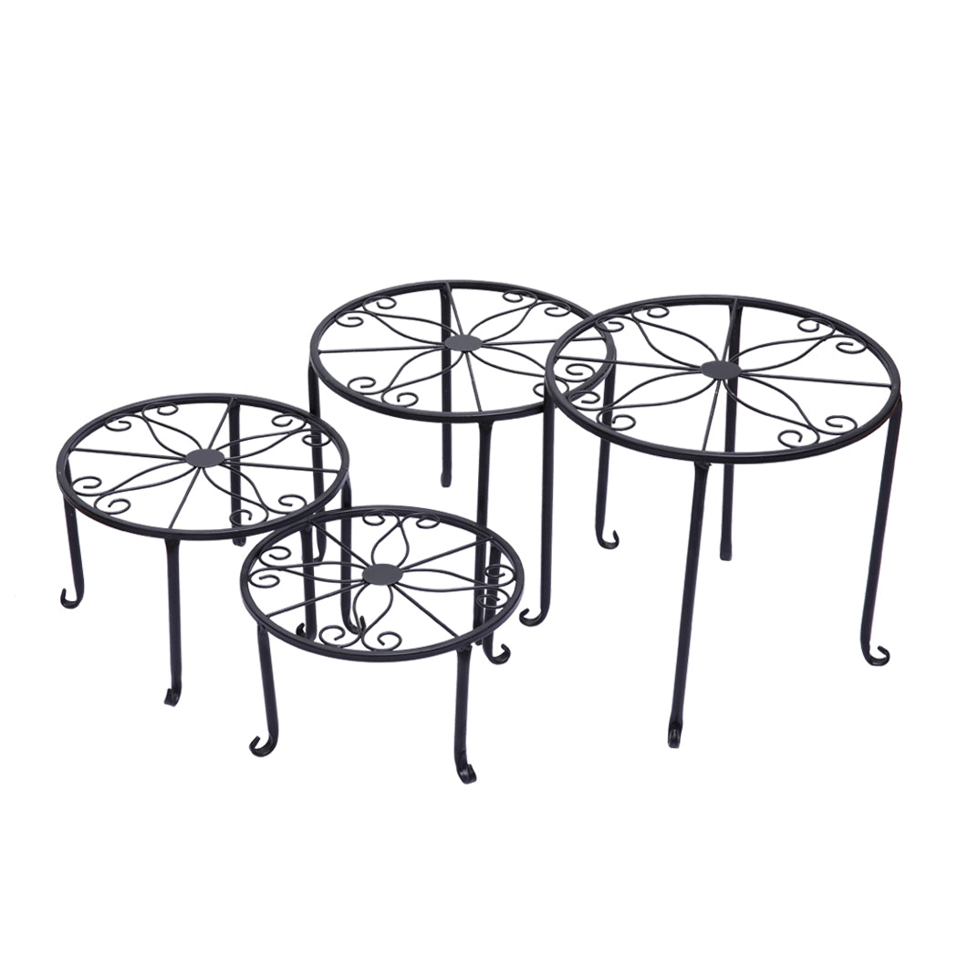 4X Plant Stand Outdoor Indoor Metal Black Flower Pot Garden Decor Rack Round AU - image2