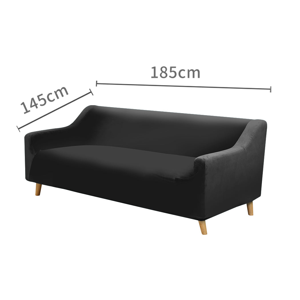 Couch High Stretch Sofa Lounge Cover Protector Recliner Slipcover 2 Seater Black - image3