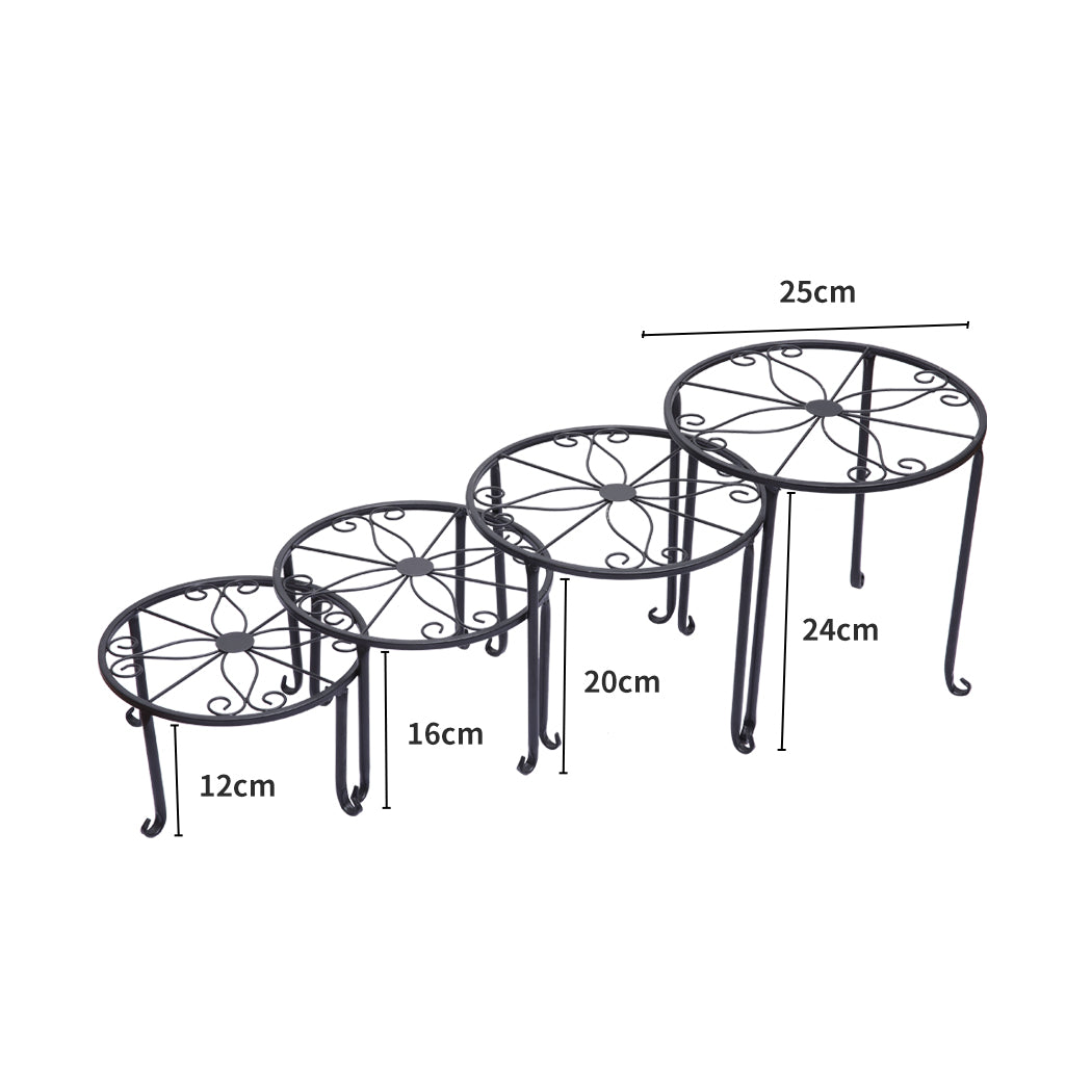 4X Plant Stand Outdoor Indoor Metal Black Flower Pot Garden Decor Rack Round AU - image3