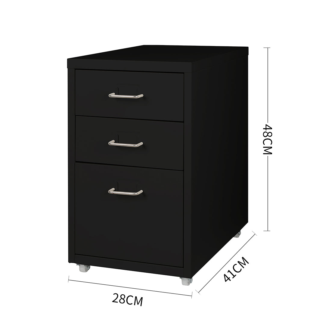 Metal Cabinet Storage Cabinets Folders Steel Study Office Organiser 3 Drawers - image3