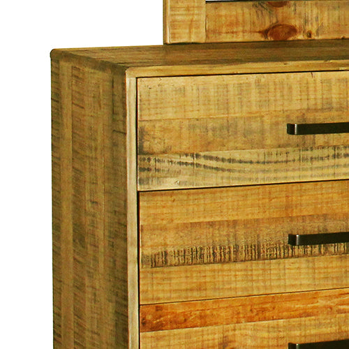Dresser with 6 Storage Drawers in Solid Acacia With Mirror in Vintage Light Brown Colour - image3