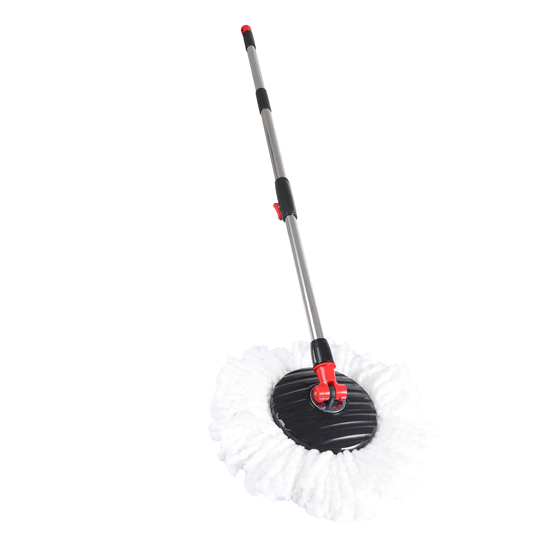 360° Spin Mop Bucket Set Spinning Stainless Steel Rotating Wet Dry Black - image4