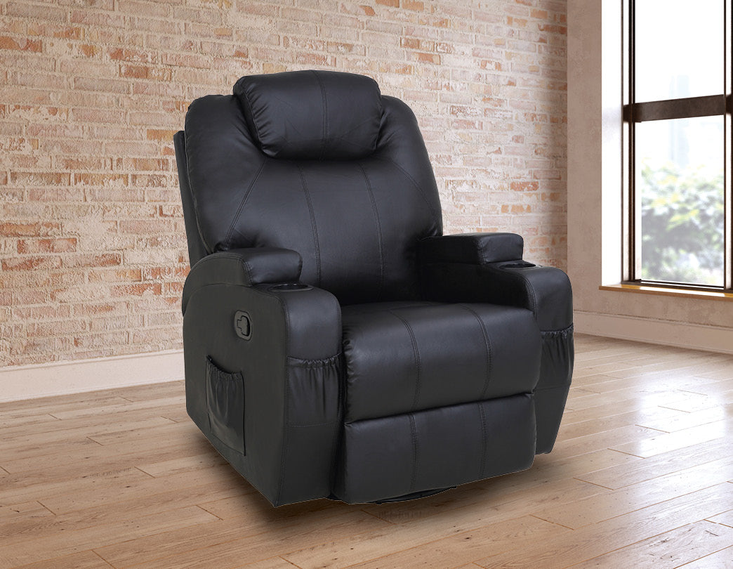 Massage Sofa Chair Recliner 360 Degree Swivel PU Leather Lounge 8 Point Heated - image12