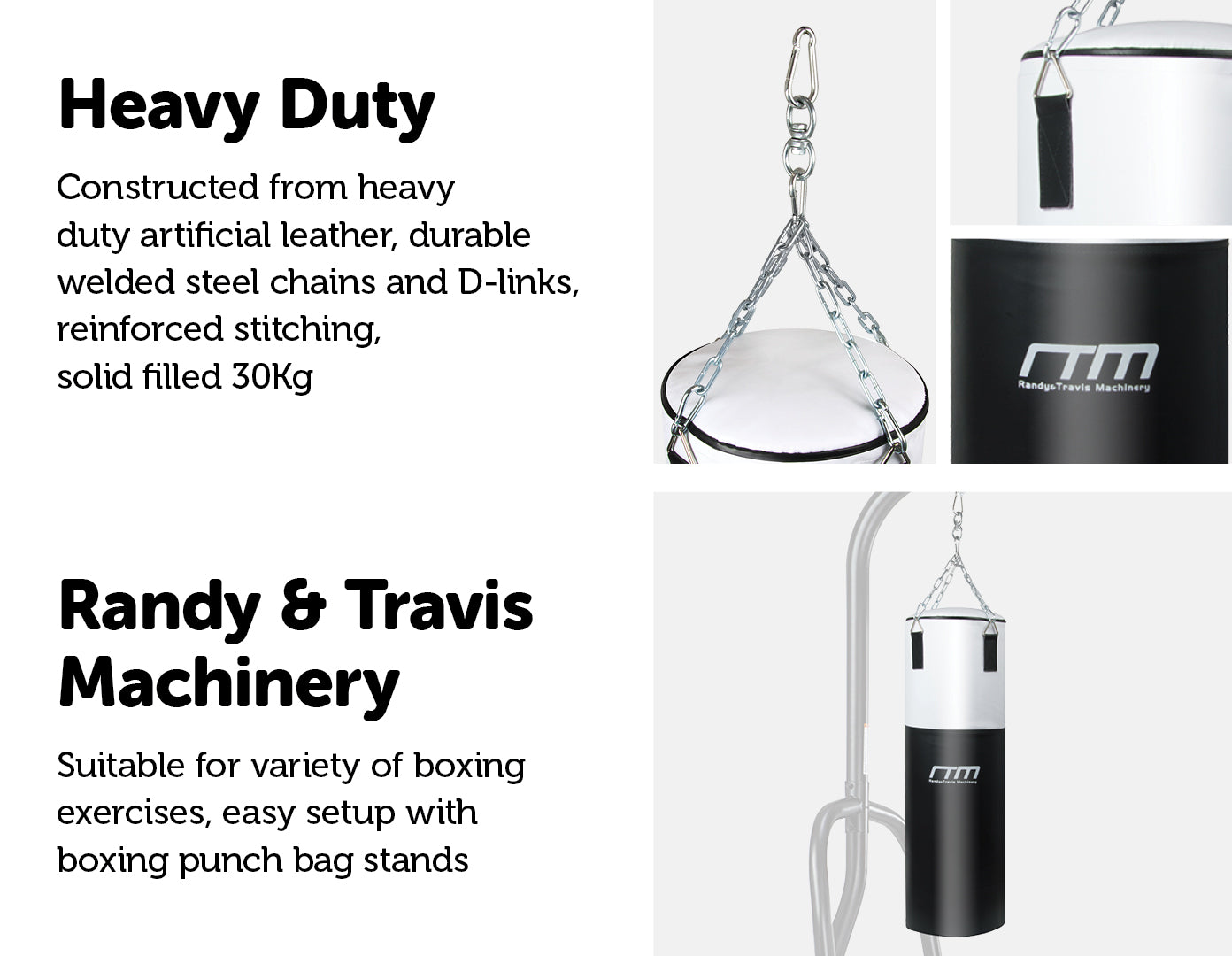 30kg Heavy Duty Boxing Punching Bag Solid Filled - image5