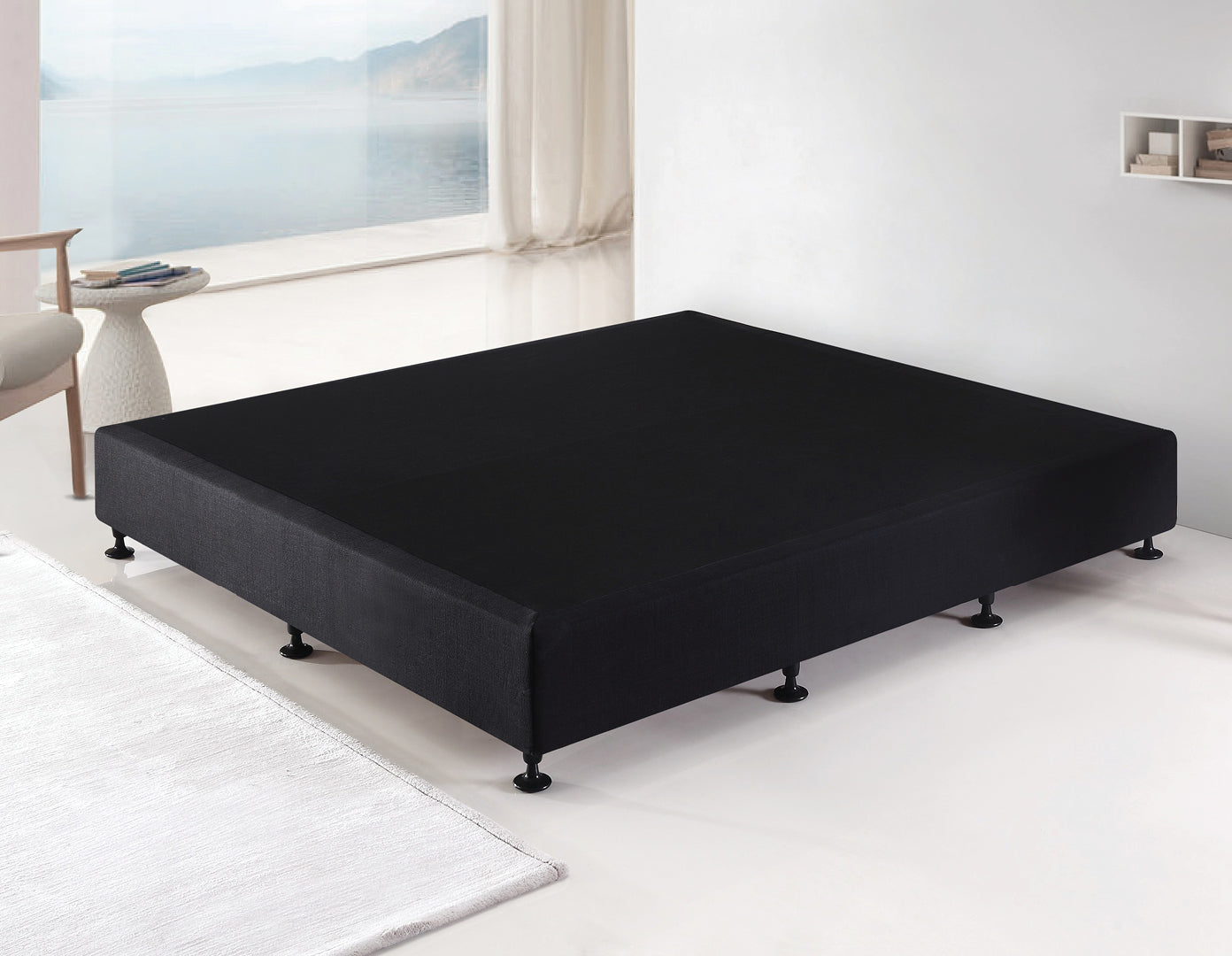 King Single Ensemble Bed Base Midnight Black Linen Fabric - image6