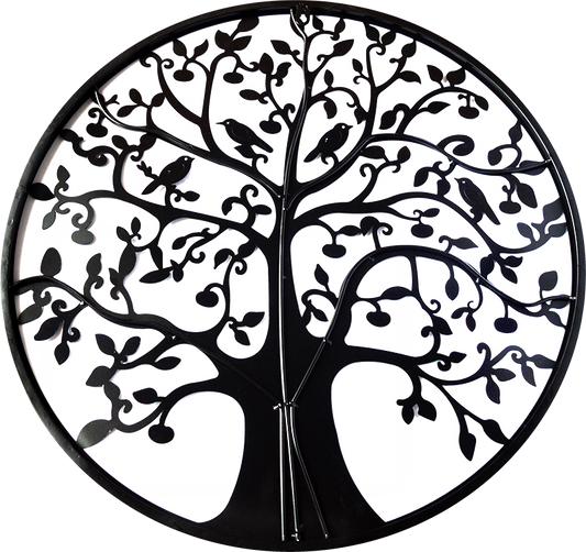 Black Tree of Life Wall Art Hanging Metal Iron Sculpture Garden 60cm - image1