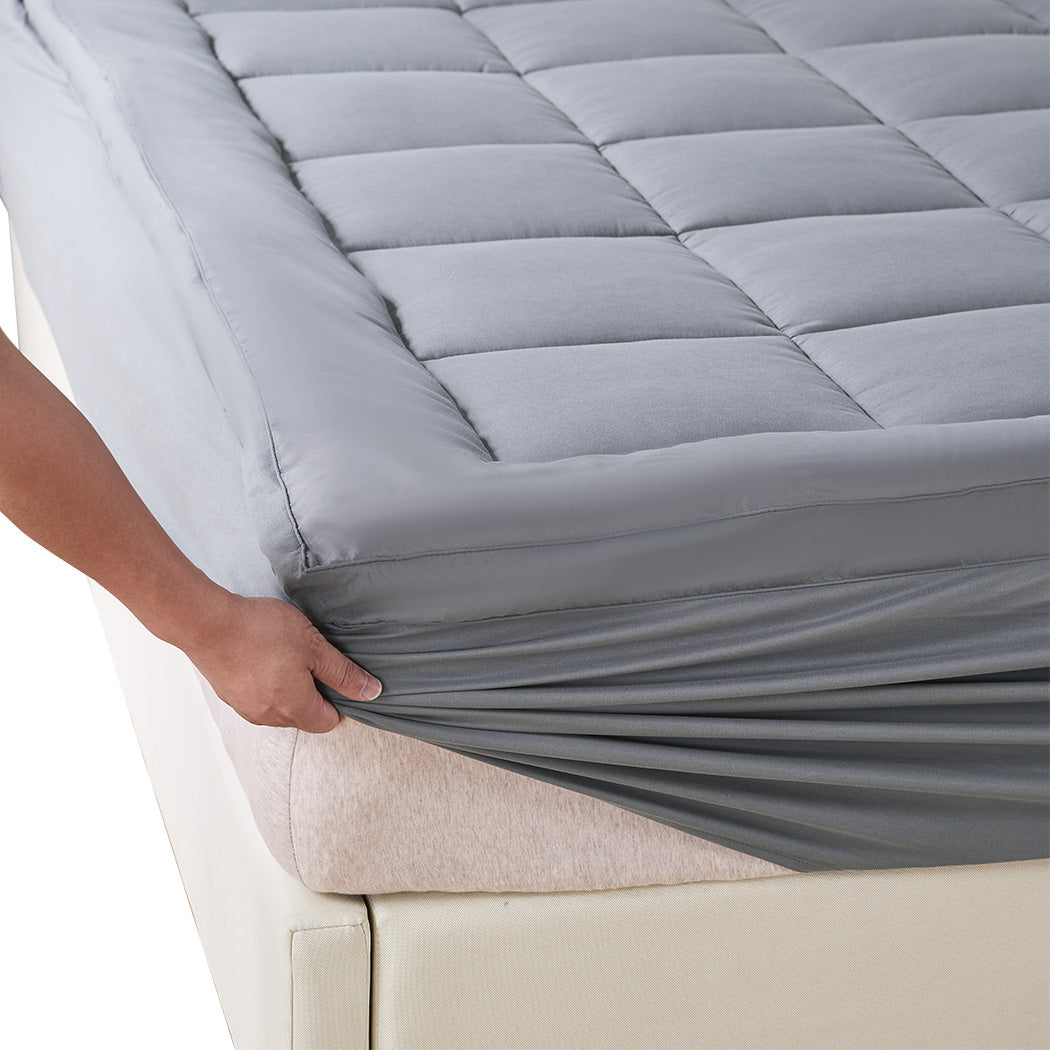 Dreamz Mattress Topper Bamboo Fibre Luxury Pillowtop Mat Protector Cover Double - image7