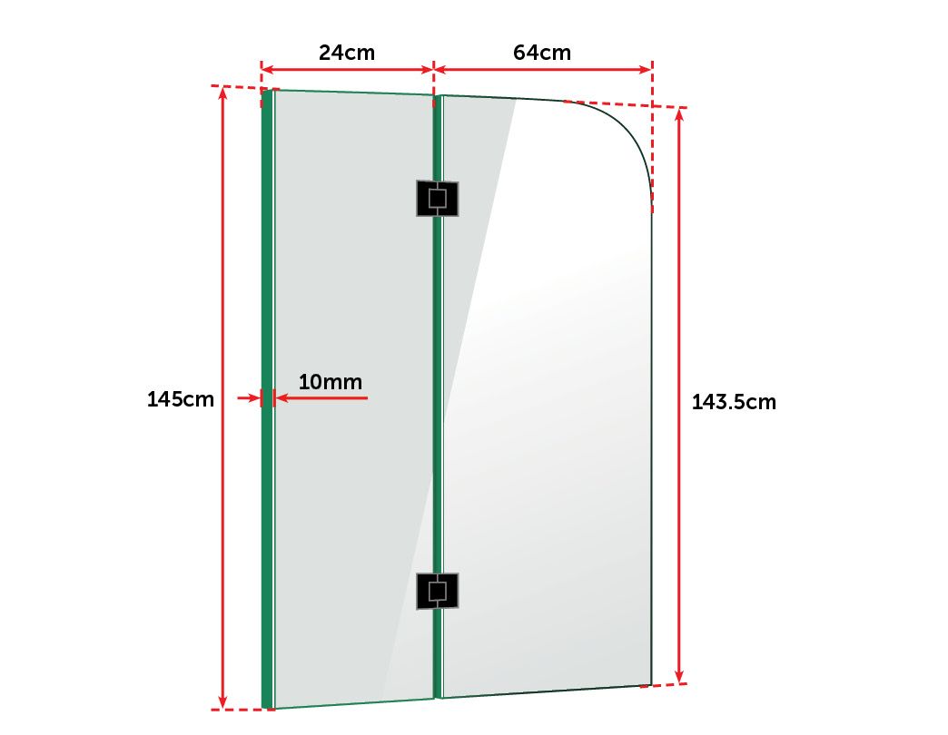 900 x 1450mm Frameless Bath Panel 10mm Glass Shower Screen By Della Francesca - image9