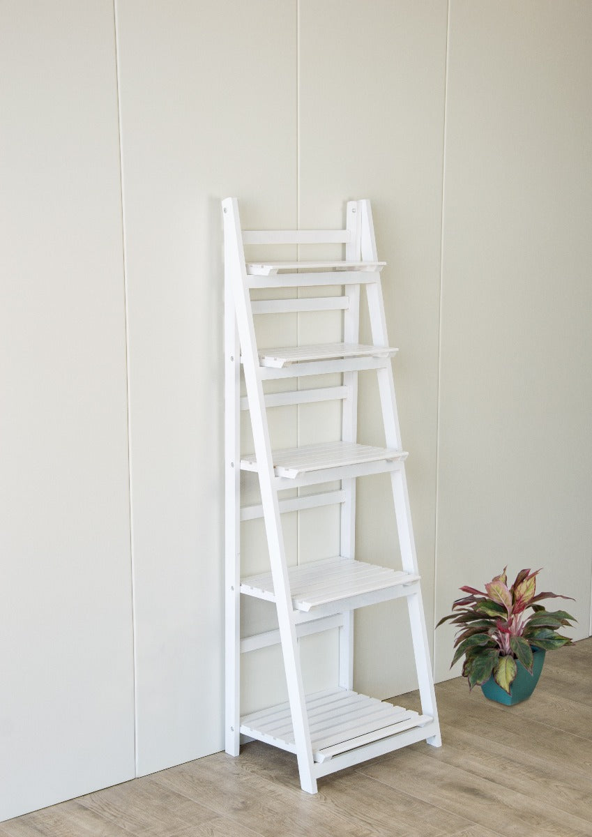 5 Tier Wooden Ladder Shelf Stand Storage Book Shelves Shelving Display Rack - image9