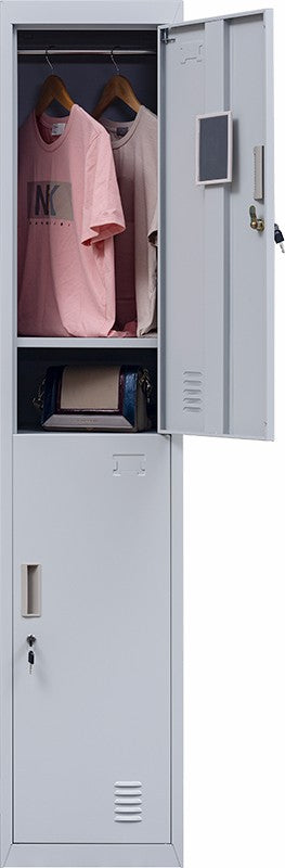 Standard Lock 2-Door Vertical Locker for Office Gym Shed School Home Storage Grey - image6